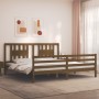 Honey brown solid wood bed frame and headboard 200x200 cm by vidaXL, Beds and slatted bases - Ref: Foro24-3194594, Price: 175...