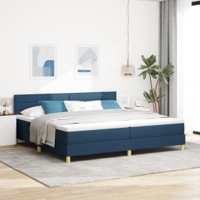 Cama Box Spring con Colchón Azul 200x200 cm Tela de , Camas y somieres - Ref: Foro24-3338873, Precio: 618,93 €, Descuento: %