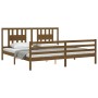 Honey brown solid wood bed frame and headboard 200x200 cm by vidaXL, Beds and slatted bases - Ref: Foro24-3194594, Price: 175...