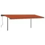 Toldo automático LED sensor de viento naranja y marrón 6x3 m by vidaXL, Awnings - Ref: Foro24-3070215, Price: 853,75 €, Disco...