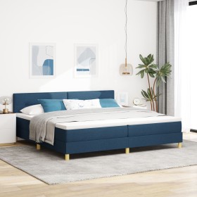 Cama Box Spring con Colchón Azul 200x200 cm Tela de , Camas y somieres - Ref: Foro24-3338950, Precio: 615,10 €, Descuento: %