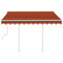 Retractable manual awning with orange and brown poles, 3x2.5 m. by vidaXL, Awnings - Ref: Foro24-3069900, Price: 305,16 €, Di...