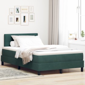 Cama Box Spring con Colchón Verde Oscuro 120x200 cm Terciopelo de , Camas y somieres - Ref: Foro24-3339167, Precio: 369,46 €,...