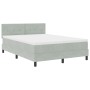 Cama Box Spring con colchón Gris Claro 140x190 cm Terciopelo by , Beds and slatted bases - Ref: Foro24-3339170, Price: 447,49...