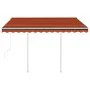 Toldo retráctil automático con postes naranja y marrón 3x2,5 m de vidaXL, Toldos - Ref: Foro24-3069910, Precio: 404,16 €, Des...