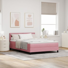 Cama con Somier y Colchón Rosa 140x200 cm Terciopelo de , Camas y somieres - Ref: Foro24-3339181, Precio: 412,42 €, Descuento: %