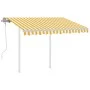Manual retractable awning with yellow and white poles 3.5x2.5 m by vidaXL, Awnings - Ref: Foro24-3069918, Price: 482,60 €, Di...