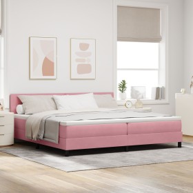 Cama con Somier y Colchón Rosa 200x200 cm Terciopelo by , Beds and slatted bases - Ref: Foro24-3339199, Price: 546,30 €, Disc...