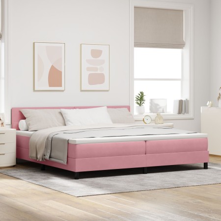Cama con Somier y Colchón Rosa 200x200 cm Terciopelo by , Beds and slatted bases - Ref: Foro24-3339199, Price: 546,30 €, Disc...