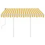 Toldo manual retráctil con postes amarillo y blanco 3,5x2,5 m de vidaXL, Toldos - Ref: Foro24-3069918, Precio: 483,41 €, Desc...