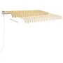 Toldo retráctil automático con postes amarillo blanco 3,5x2,5 m de vidaXL, Toldos - Ref: Foro24-3069928, Precio: 425,63 €, De...
