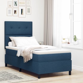 Cama con Box Spring Azul 100x200 cm Tela von , Betten und Lattenroste - Ref: Foro24-3339370, Preis: 380,45 €, Rabatt: %