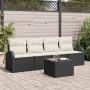 Conjunto de sofá de jardín 5 pcs Negro 55 x 55 x 37 cm