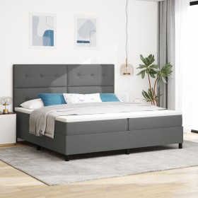 Cama con base y colchón gris oscuro 200x200 cm de tela by , Beds and slatted bases - Ref: Foro24-3339414, Price: 661,88 €, Di...