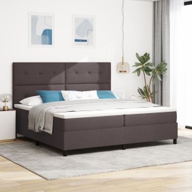 Cama Box Spring con Colchón Gris Oscuro 200x200 cm Tela