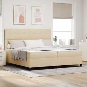 Cama de Box Spring con Colchón Crema 200x200 cm Tela de , Camas y somieres - Ref: Foro24-3339418, Precio: 615,56 €, Descuento: %