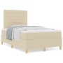 Cama con Base de Resortes y Colchón Crema 120x200 cm Tela by , Beds and slatted bases - Ref: Foro24-3339537, Price: 428,41 €,...