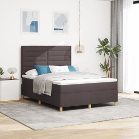 Cama con Box Spring y Colchón Marrón Oscuro 140x190 cm Tela von , Betten und Lattenroste - Ref: Foro24-3339542, Preis: 498,98...