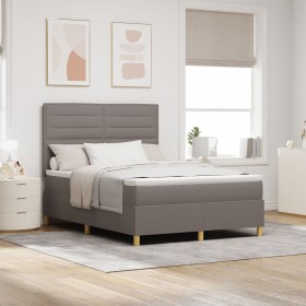 Cama con Base de Resortes y Colchón Taupe 140x190 cm Tela de , Camas y somieres - Ref: Foro24-3339543, Precio: 510,64 €, Desc...