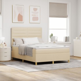 Cama con base de muelles con colchón crema 160x200 cm tela de , Camas y somieres - Ref: Foro24-3339558, Precio: 589,52 €, Des...