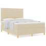 Cama con base de muelles con colchón crema 160x200 cm tela de , Camas y somieres - Ref: Foro24-3339558, Precio: 589,52 €, Des...