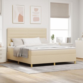 Cama Box Spring con Colchón Crema Super King Tela de , Camas y somieres - Ref: Foro24-3339565, Precio: 630,76 €, Descuento: %