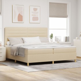 Cama con Base de Resortes y Colchón Crema 200x200 cm Tela von , Betten und Lattenroste - Ref: Foro24-3339572, Preis: 646,45 €...