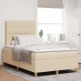 Cama con somier y colchón crema 120x200 cm tela von , Betten und Lattenroste - Ref: Foro24-3339614, Preis: 425,00 €, Rabatt: %