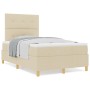 Cama con somier y colchón crema 120x200 cm tela von , Betten und Lattenroste - Ref: Foro24-3339614, Preis: 425,00 €, Rabatt: %