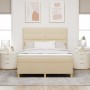 Cama con somier y colchón Crema 140x190 cm Tela de , Camas y somieres - Ref: Foro24-3339621, Precio: 487,98 €, Descuento: %