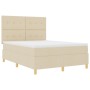 Cama con somier y colchón Crema 140x190 cm Tela de , Camas y somieres - Ref: Foro24-3339621, Precio: 487,98 €, Descuento: %