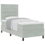 Cama con sommier y colchón Gris Claro 90x200 cm Terciopelo by , Beds and slatted bases - Ref: Foro24-3339806, Price: 328,47 €...