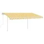 Manual retractable awning with yellow and white poles 4.5x3 m by vidaXL, Awnings - Ref: Foro24-3069958, Price: 459,20 €, Disc...