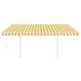 Manual retractable awning with yellow and white poles 4.5x3 m by vidaXL, Awnings - Ref: Foro24-3069958, Price: 459,20 €, Disc...