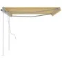Manual retractable awning with yellow and white poles 4.5x3 m by vidaXL, Awnings - Ref: Foro24-3069958, Price: 459,20 €, Disc...
