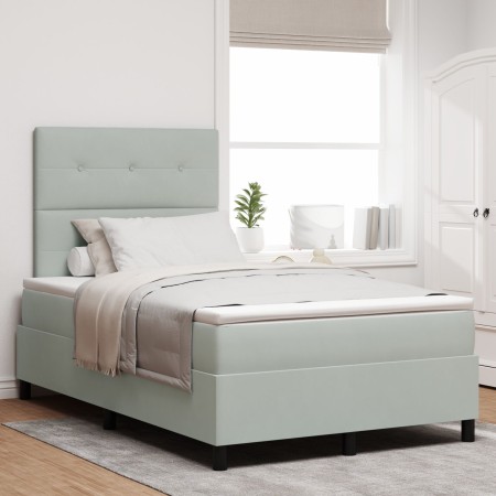 Cama con Somier y Colchón Gris Claro 120x200 cm Terciopelo von , Betten und Lattenroste - Ref: Foro24-3339824, Preis: 432,51 ...
