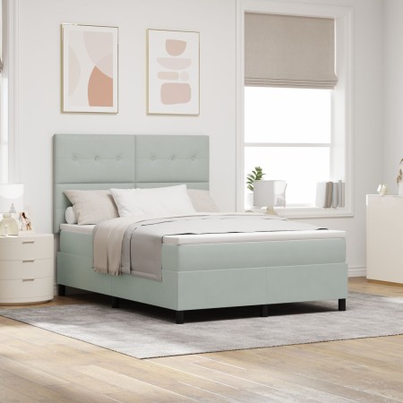 Cama Box Spring con Colchón Gris Claro 140x190 cm Aterciopelado von , Betten und Lattenroste - Ref: Foro24-3339830, Preis: 53...
