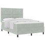 Cama con somier box spring y colchón Gris Claro 140x200 cm Terciopelo by , Beds and slatted bases - Ref: Foro24-3339836, Pric...
