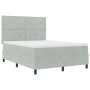 Cama con somier box spring y colchón Gris Claro 140x200 cm Terciopelo by , Beds and slatted bases - Ref: Foro24-3339836, Pric...