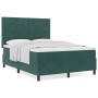 Cama Box Spring con Colchón Verde Oscuro 160x200 cm Terciopelo by , Beds and slatted bases - Ref: Foro24-3339845, Price: 580,...