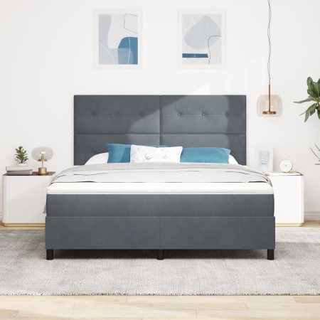 Cama con somier y colchón Gris oscuro Super King Terciopelo by , Beds and slatted bases - Ref: Foro24-3339849, Price: 584,70 ...