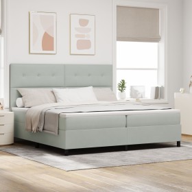 Cama Box Spring con Colchón Gris Claro 200x200 cm Terciopelo von , Betten und Lattenroste - Ref: Foro24-3339854, Preis: 617,5...