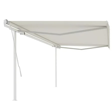 Retractable manual awning with cream-colored posts, 5x3 m. by vidaXL, Awnings - Ref: Foro24-3069977, Price: 505,44 €, Discoun...