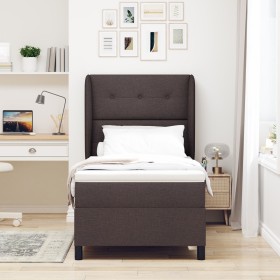 Cama Box Spring con colchón marrón oscuro 100x200 cm de tela by , Beds and slatted bases - Ref: Foro24-3340553, Price: 376,26...