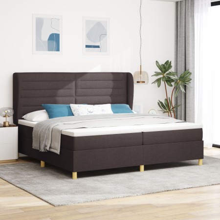 Cama con somier y colchón marrón oscuro 200x200 cm de tela von , Betten und Lattenroste - Ref: Foro24-3340714, Preis: 714,59 ...
