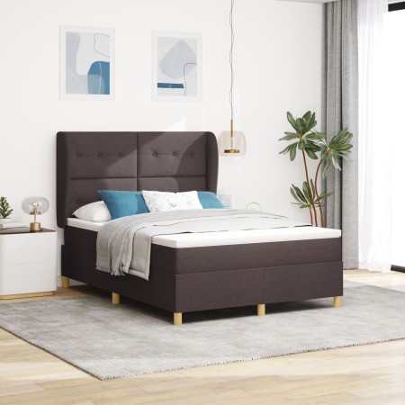 Cama tipo box spring con colchón marrón oscuro 140x190 cm tela von , Betten und Lattenroste - Ref: Foro24-3340749, Preis: 528...