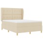 Cama con somier y colchón Crema 140x190 cm Tela von , Betten und Lattenroste - Ref: Foro24-3340751, Preis: 521,00 €, Rabatt: %