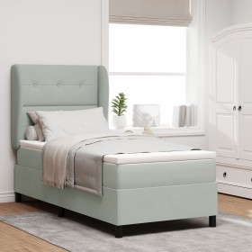 Cama con somier y colchón Gris Claro 90x200 cm Terciopelo de , Camas y somieres - Ref: Foro24-3340910, Precio: 343,02 €, Desc...