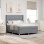 Cama Box Spring con Colchón Gris Claro 140x190 cm Tela by , Beds and slatted bases - Ref: Foro24-3341763, Price: 546,24 €, Di...