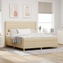 Cama Box Spring Crema con Colchón, 180x200 cm de Tela by , Beds and slatted bases - Ref: Foro24-3341789, Price: 660,78 €, Dis...